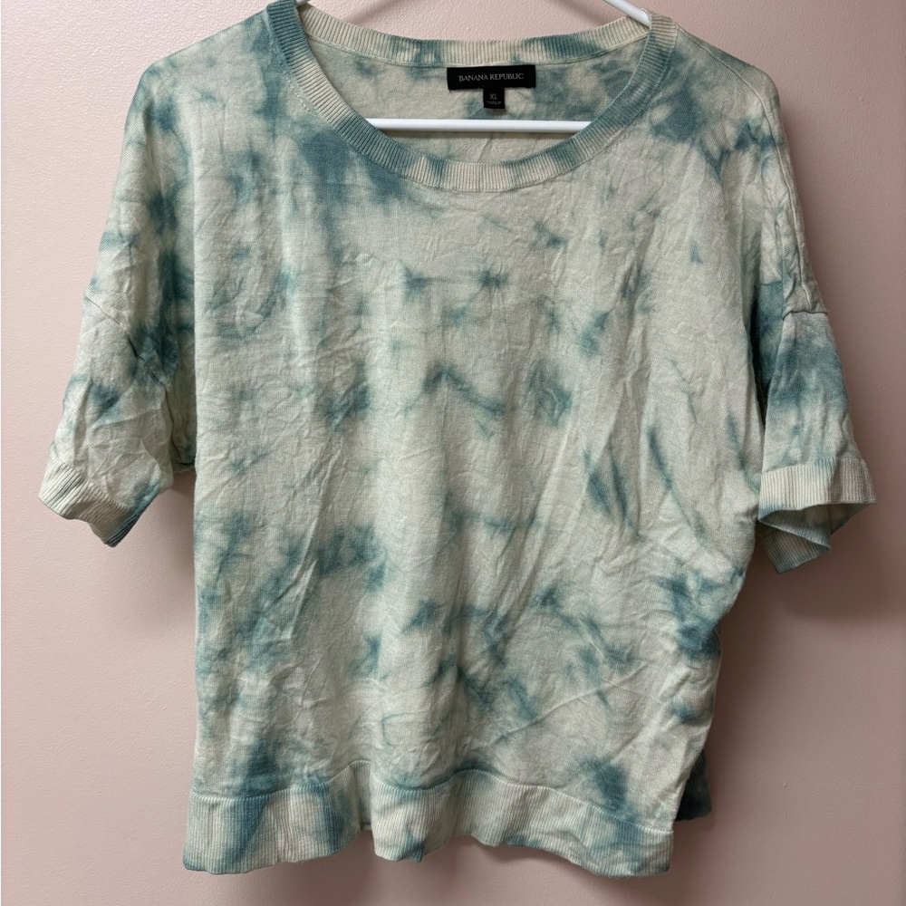 Banana Republic Teal Tie-Dye Short Sleeve Top